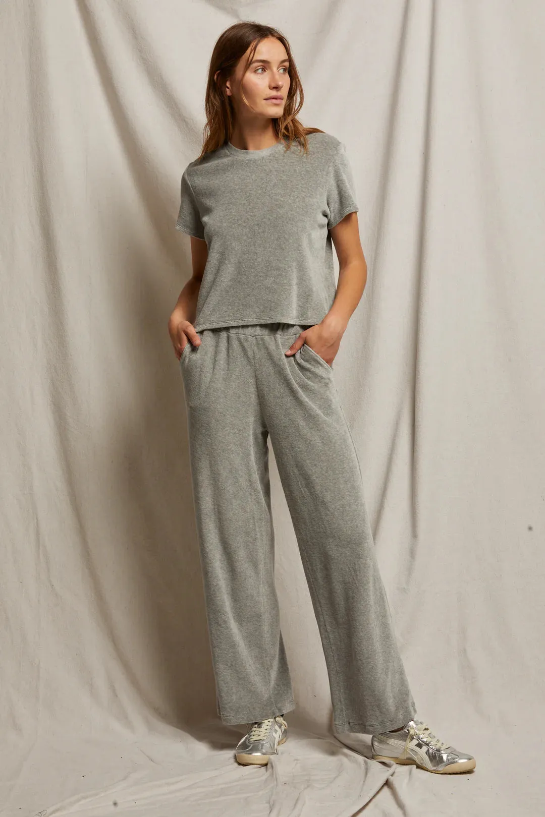 Clara Velour Crewneck | Perfect White Tee