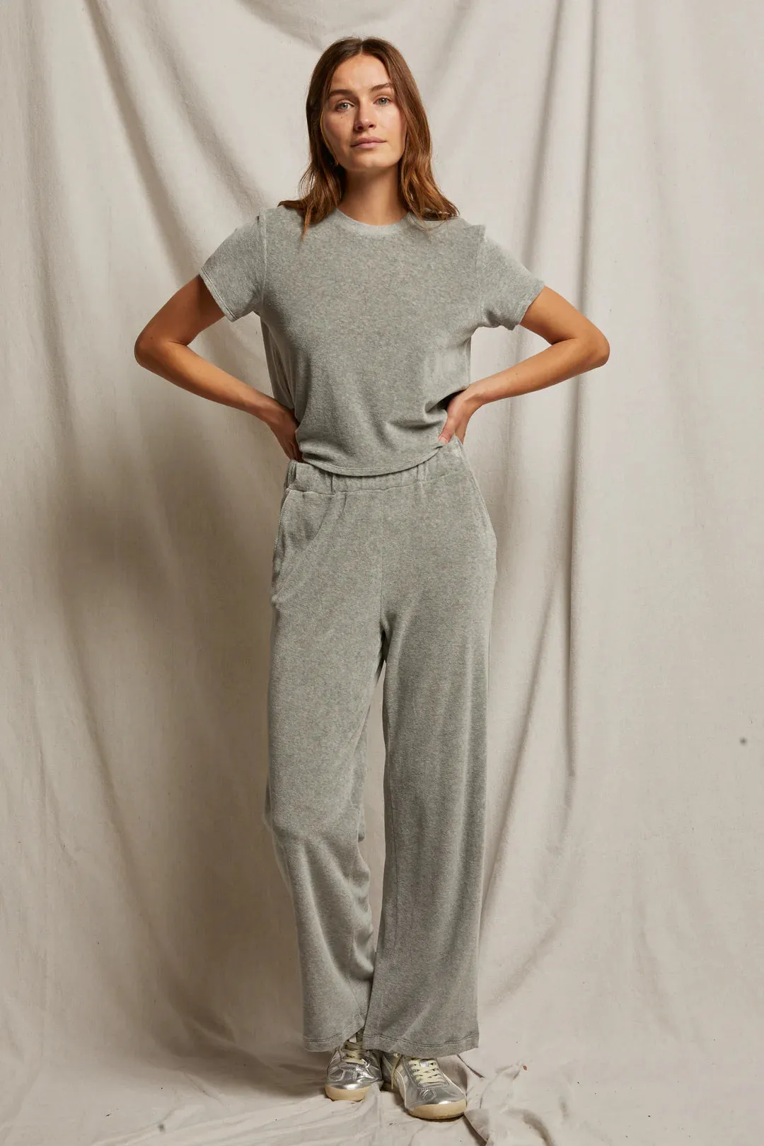 Clara Velour Crewneck | Perfect White Tee