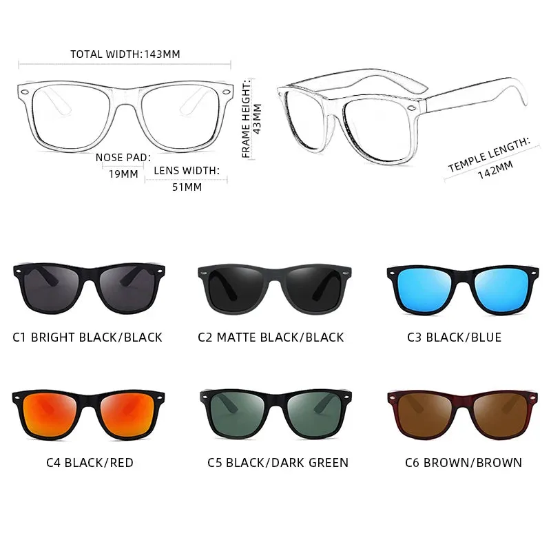 Classic Square Polarized Sunglasses for Men