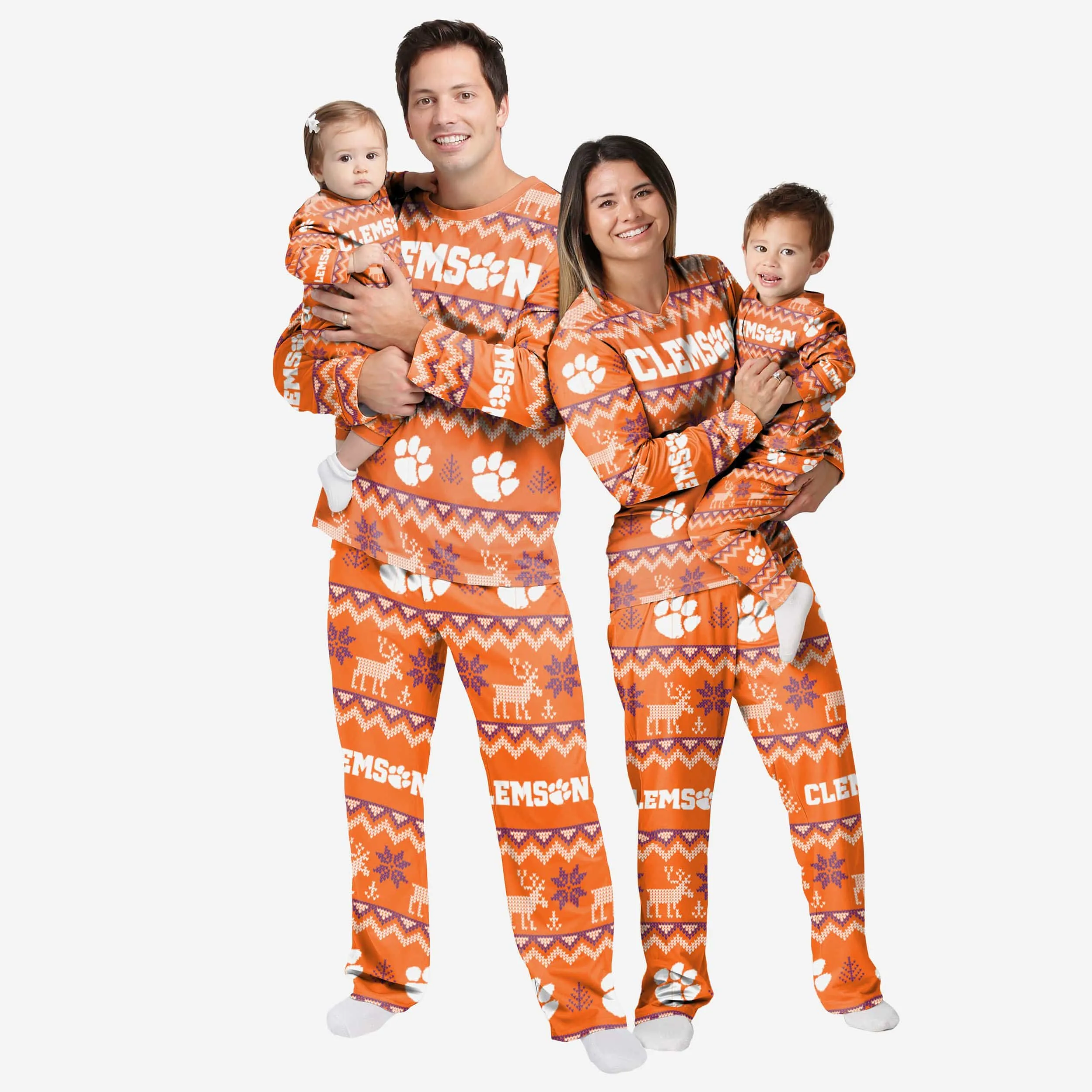 Clemson Tigers Infant Ugly Pattern Family Holiday Pajamas