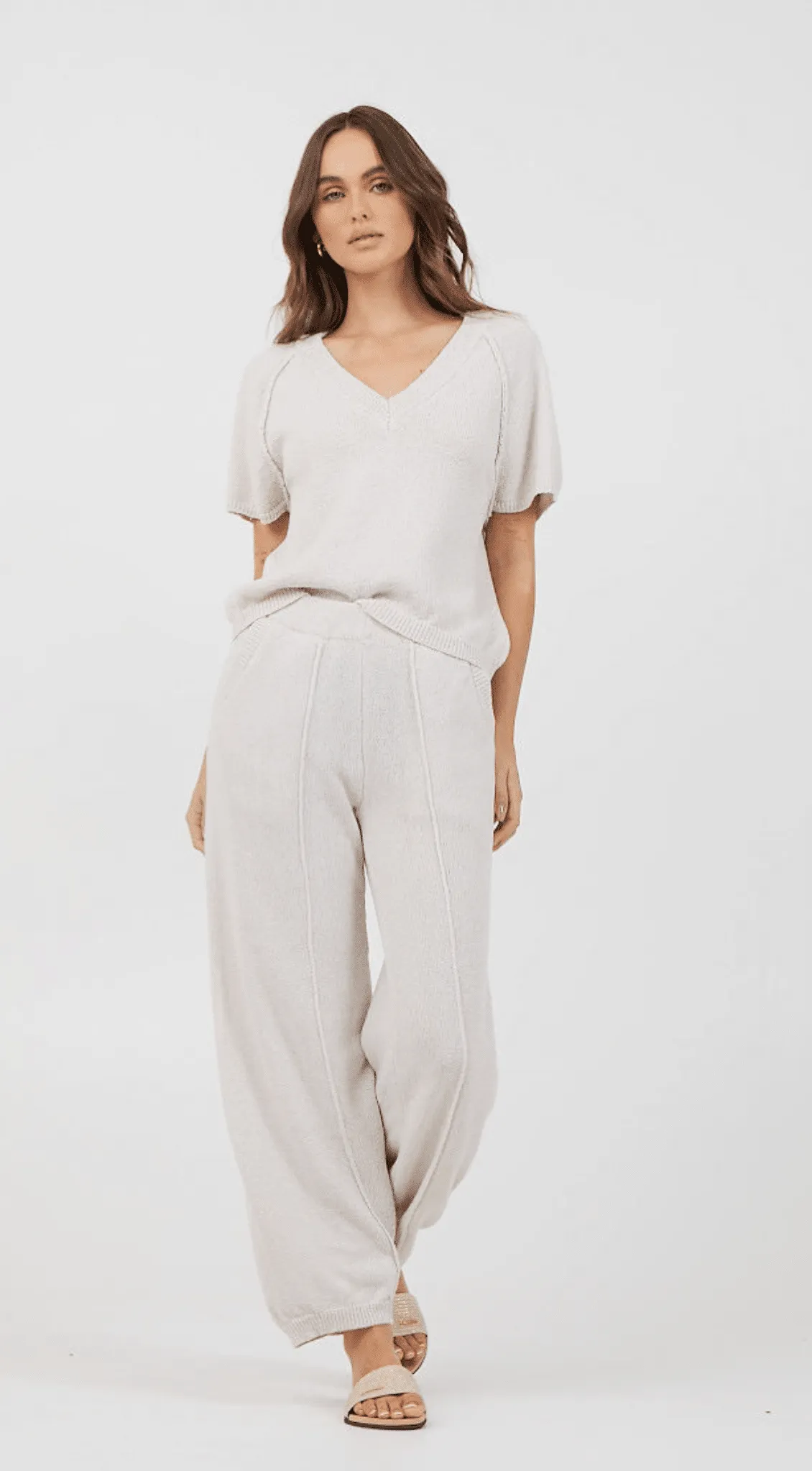 Coconut Relaxed Rib Knit Pants