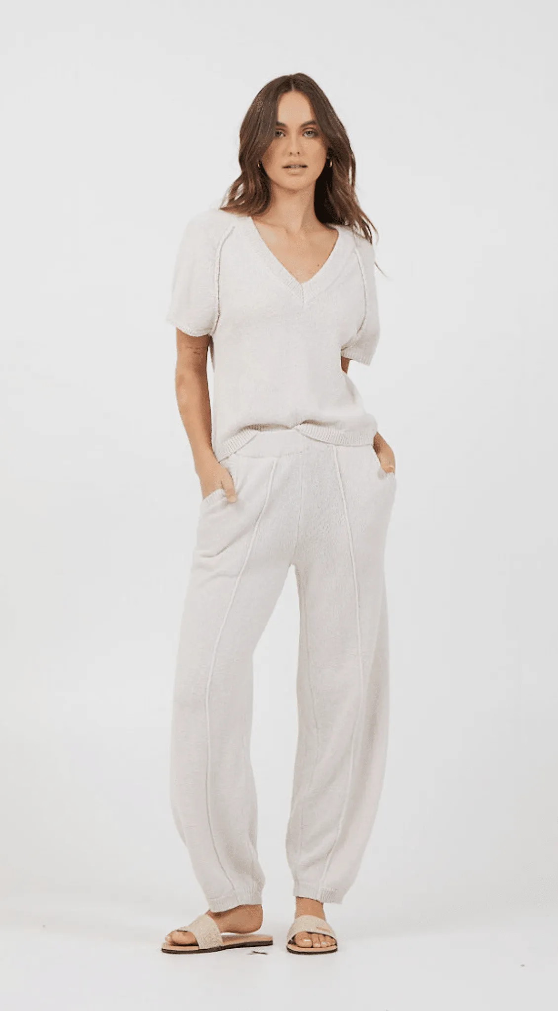Coconut Relaxed Rib Knit Pants