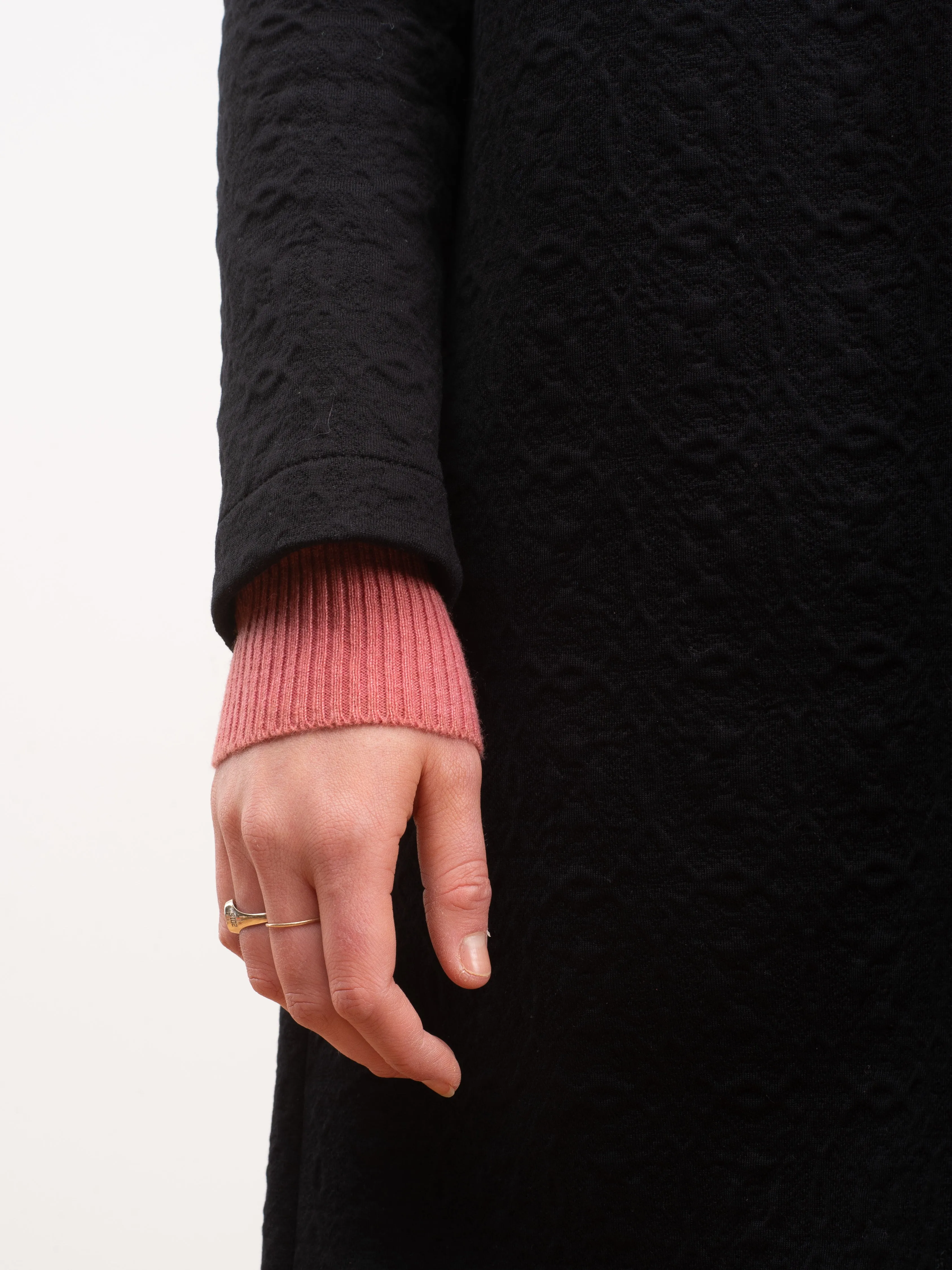 collarless coat matelassé - black