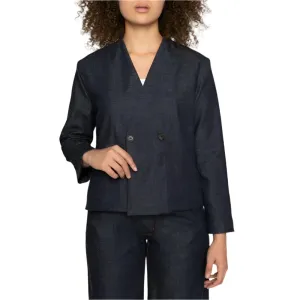 Collarless Jacket Slub Nep
