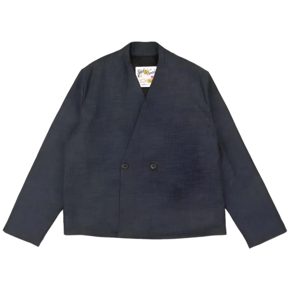 Collarless Jacket Slub Nep