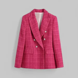 Colourful Tweed Double Breasted Blazer Coat