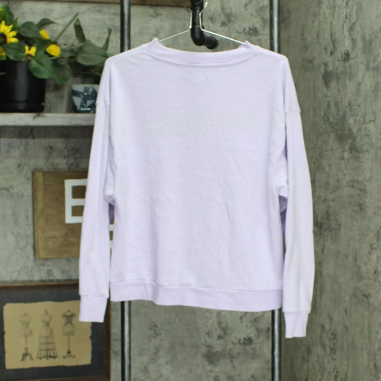 Colsie French Terry Oversized Pullover Lounge Sweatshirt Lavender Purple XS