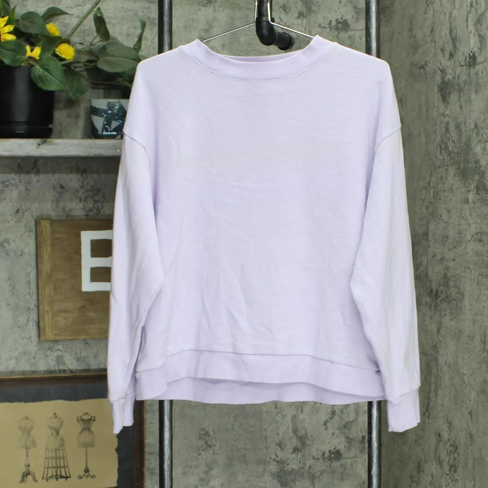 Colsie French Terry Oversized Pullover Lounge Sweatshirt Lavender Purple XS