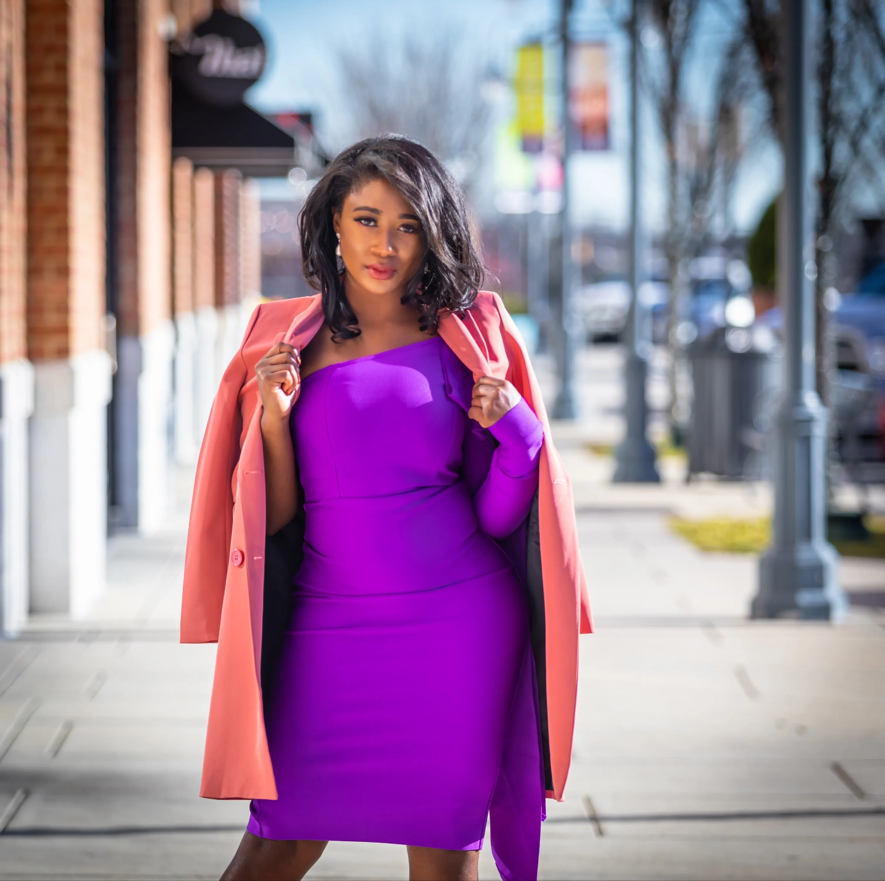 Coral Double Breasted Suit Coat