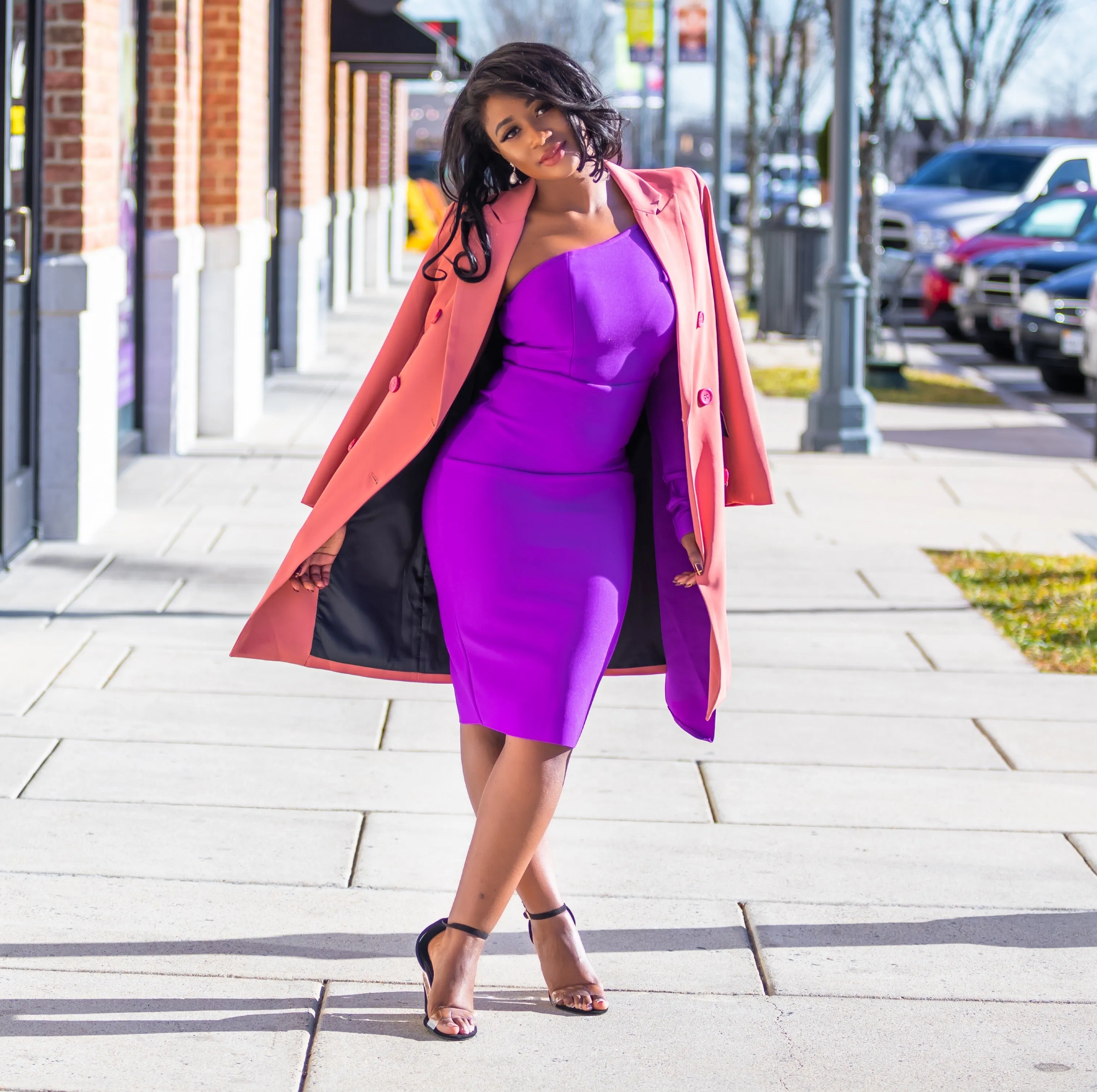Coral Double Breasted Suit Coat