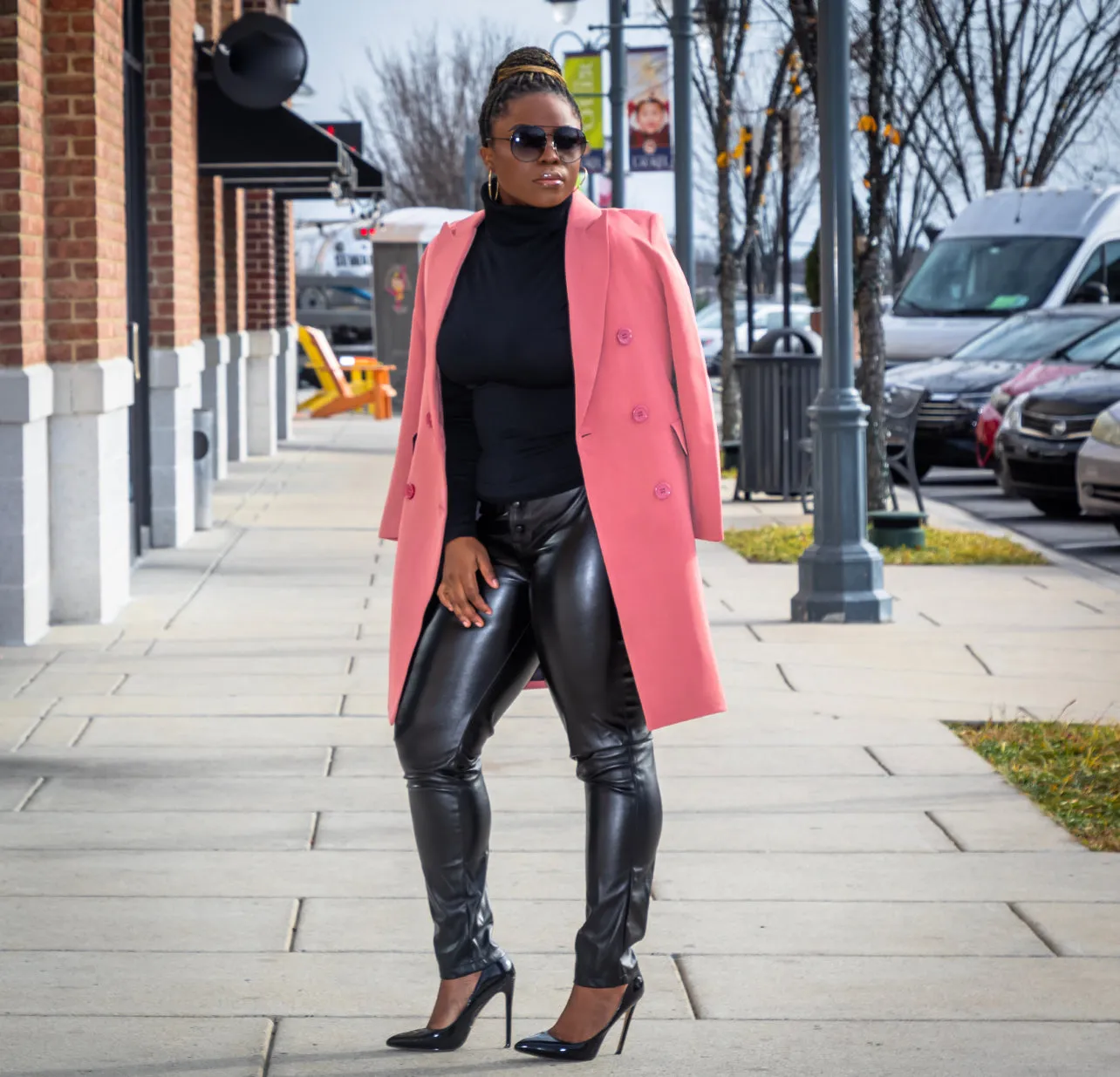 Coral Double Breasted Suit Coat