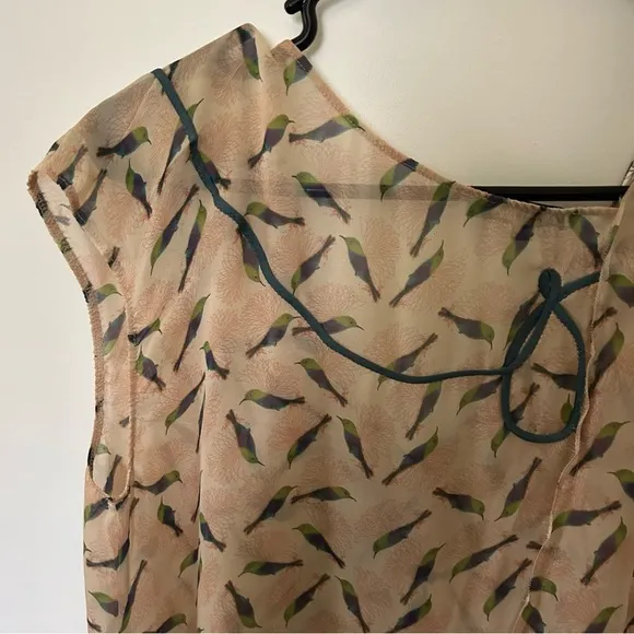 COTELAC Bird Print Semi Sheer Shirt Dress. Size 2
