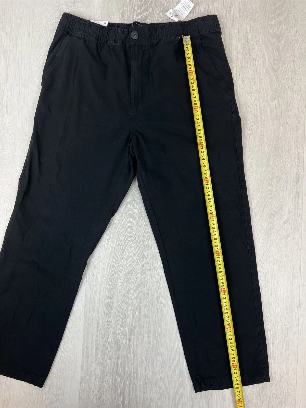 Cotton On Mens Black Elastic Worker Pant Wide Leg Size Large (new)