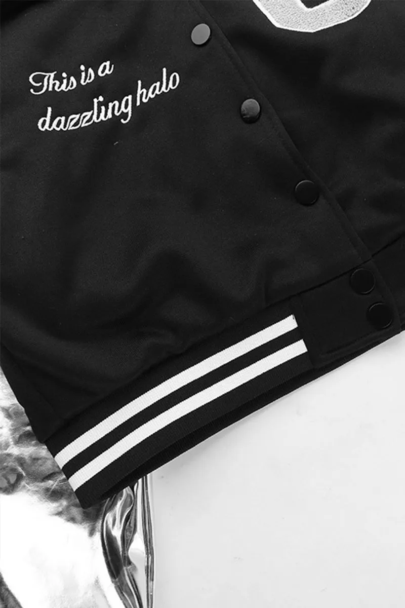 CR3124 Silver Sleeve Varsity Jacket Outerwear