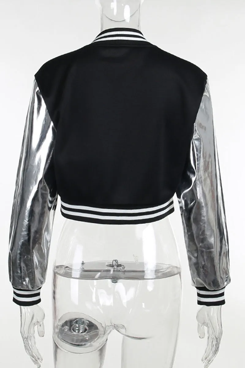 CR3124 Silver Sleeve Varsity Jacket Outerwear