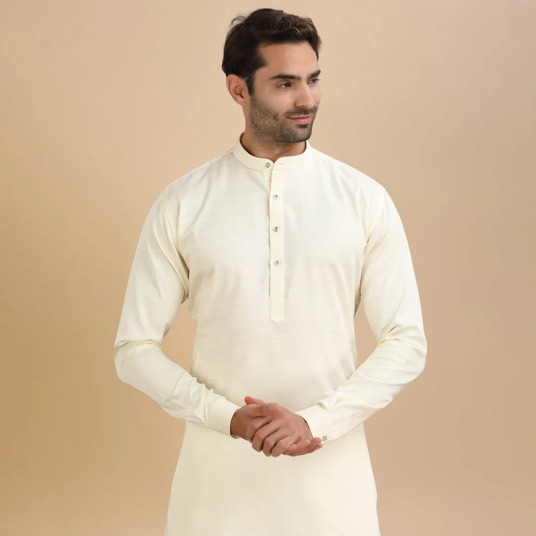 Cream Symphony  Dapper Men's Plain Kurta