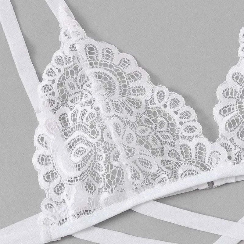 Criss-Cross Sheer Mesh Lingerie Set