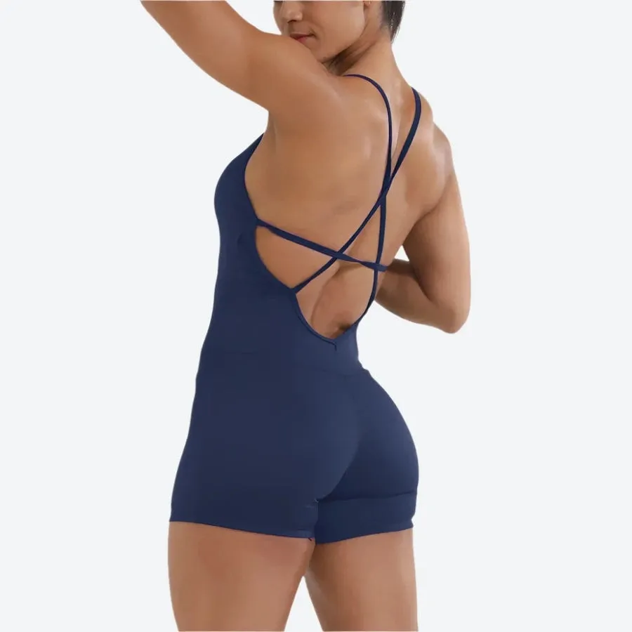 Crisscross Back Strappy Fitness Rompers