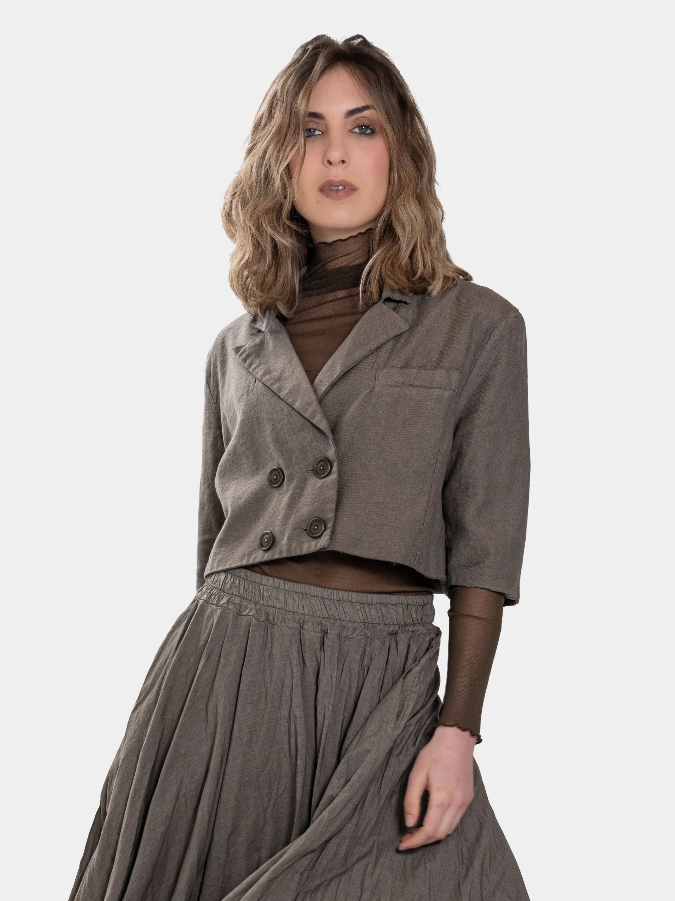 Cropped Short Sleeve Jacket