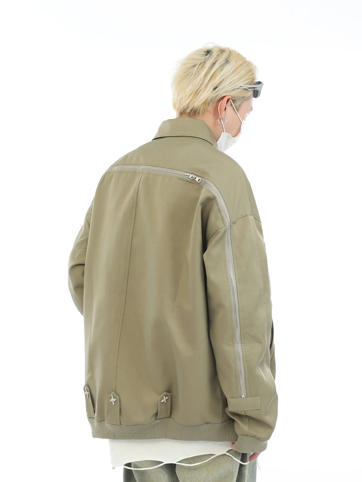 Cross Zipper Bomber Jacket