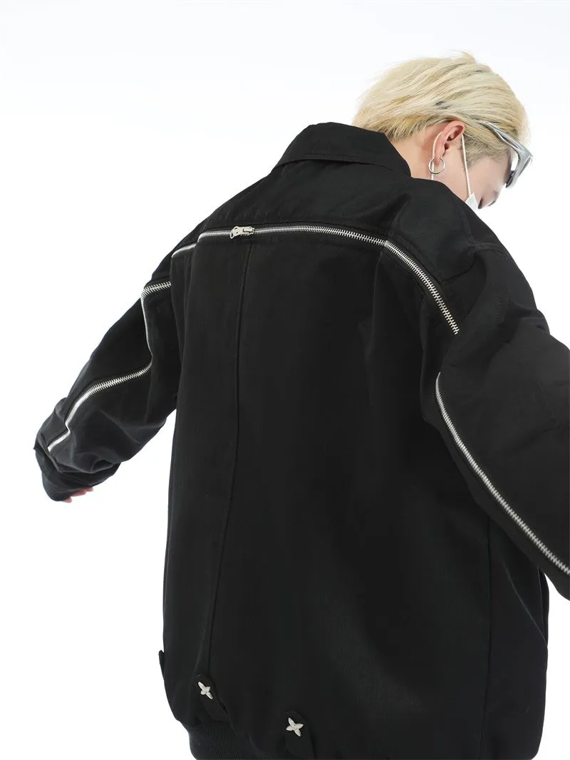 Cross Zipper Bomber Jacket