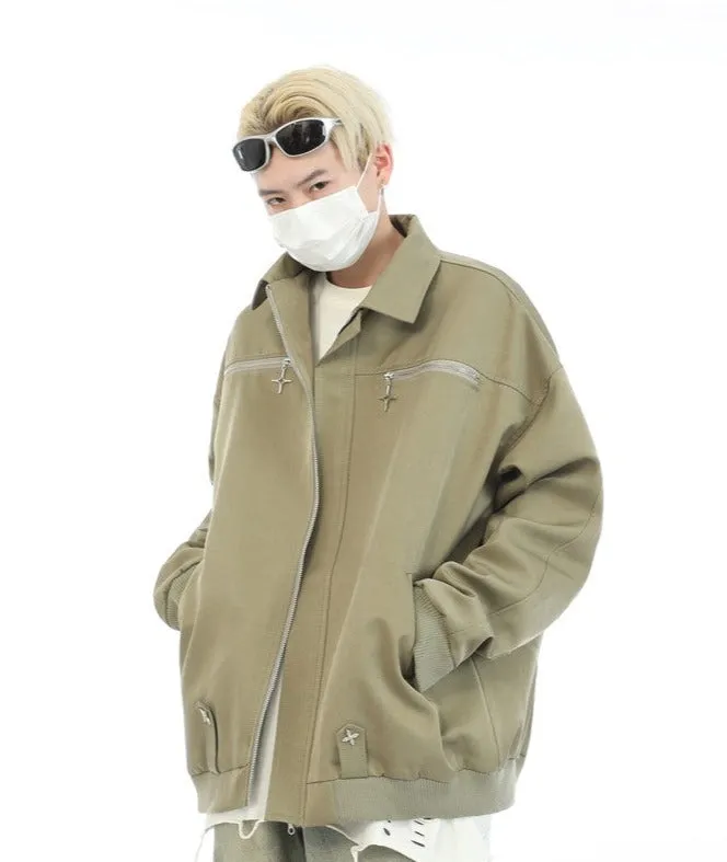 Cross Zipper Bomber Jacket