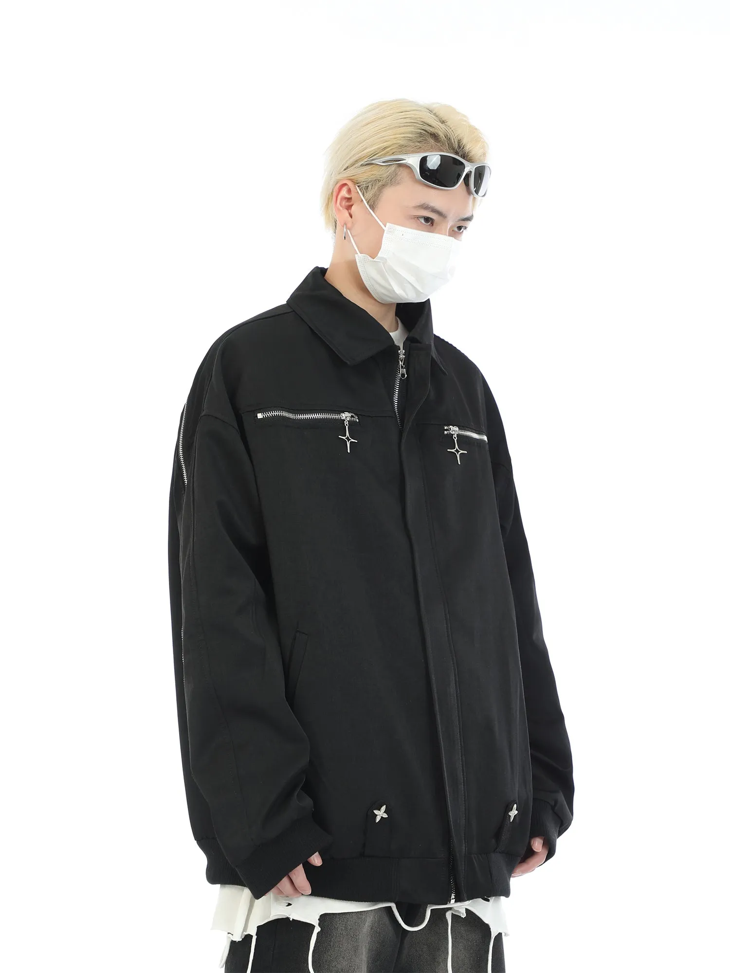 Cross Zipper Bomber Jacket