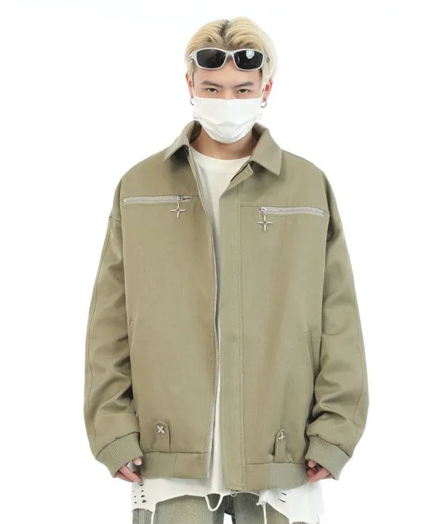 Cross Zipper Bomber Jacket
