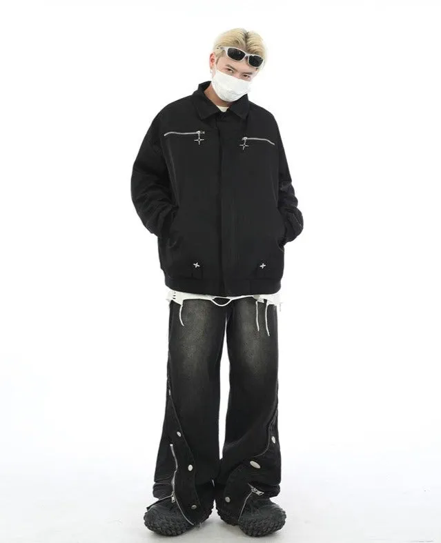 Cross Zipper Bomber Jacket