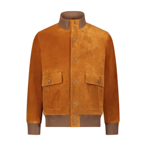 Custom Suede Barracuda Bomber Jacket - Rust