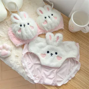 Cute Bunny Fur Lingerie Set