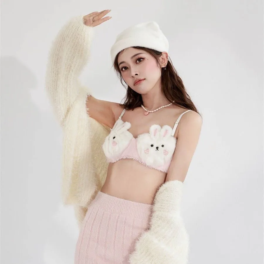 Cute Bunny Fur Lingerie Set