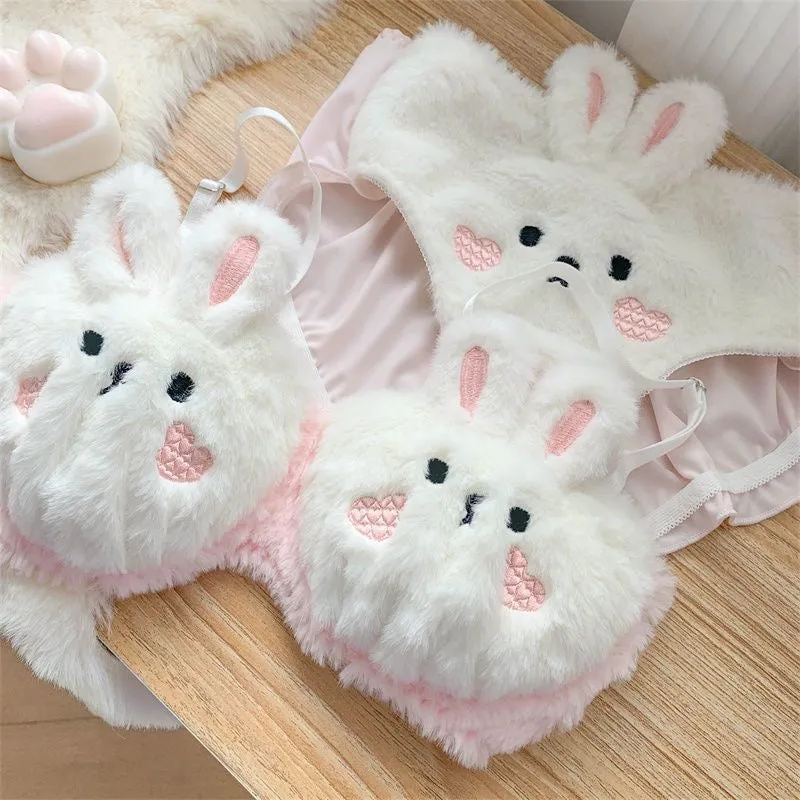 Cute Bunny Fur Lingerie Set