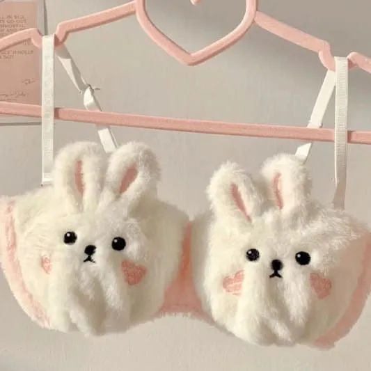 Cute Bunny Fur Lingerie Set