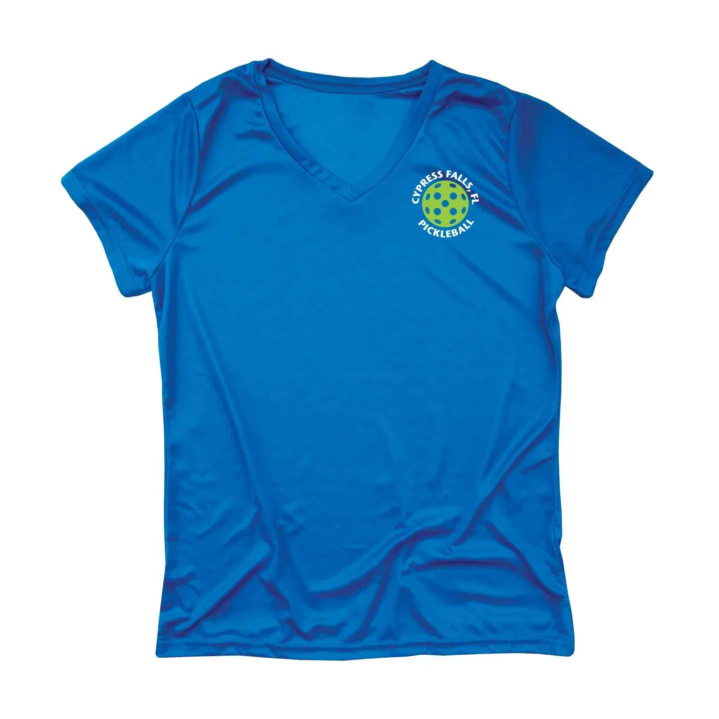 Cypress Falls Pelican Design Ladies Performance V-Neck T-Shirt