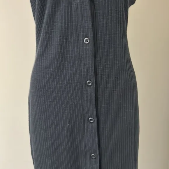 Daily Practice by Anthropologie Ribbed Midi Dress Black Pullover Sz XS NEW