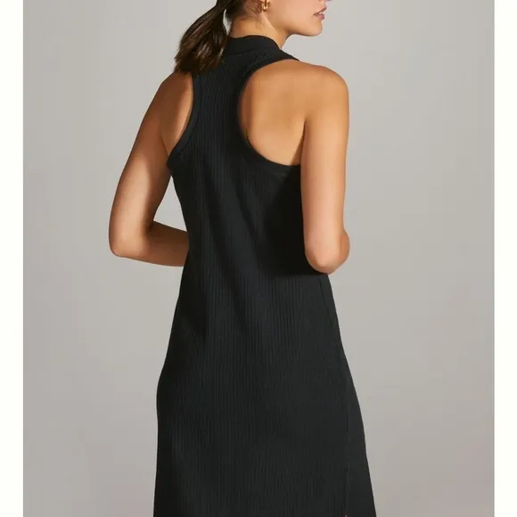 Daily Practice by Anthropologie Ribbed Midi Dress Black Pullover Sz XS NEW