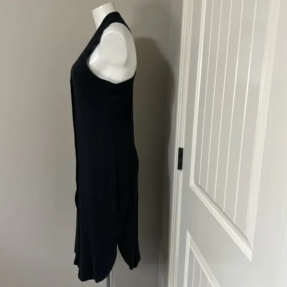 Daily Practice by Anthropologie Ribbed Midi Dress Black Pullover Sz XS NEW