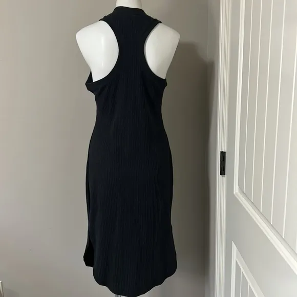 Daily Practice by Anthropologie Ribbed Midi Dress Black Pullover Sz XS NEW