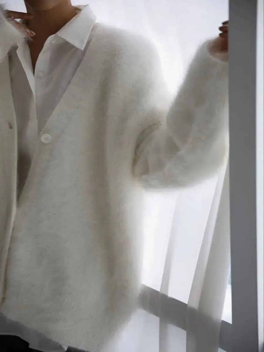 'Daria' Fuzzy Knit Button Down Cardigan
