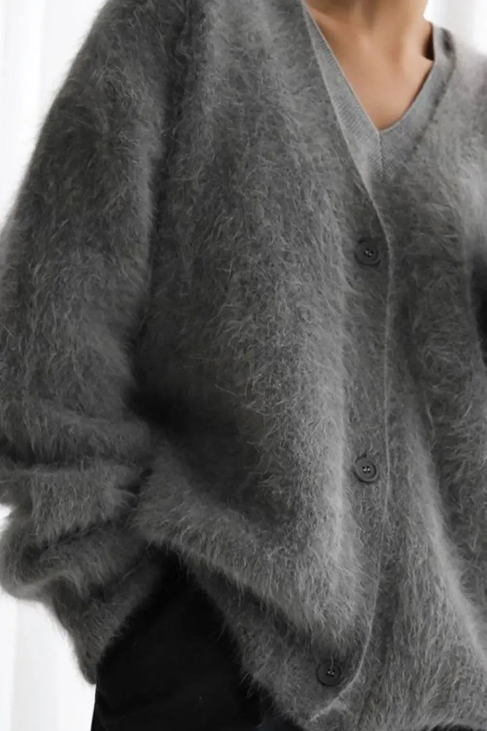 'Daria' Fuzzy Knit Button Down Cardigan