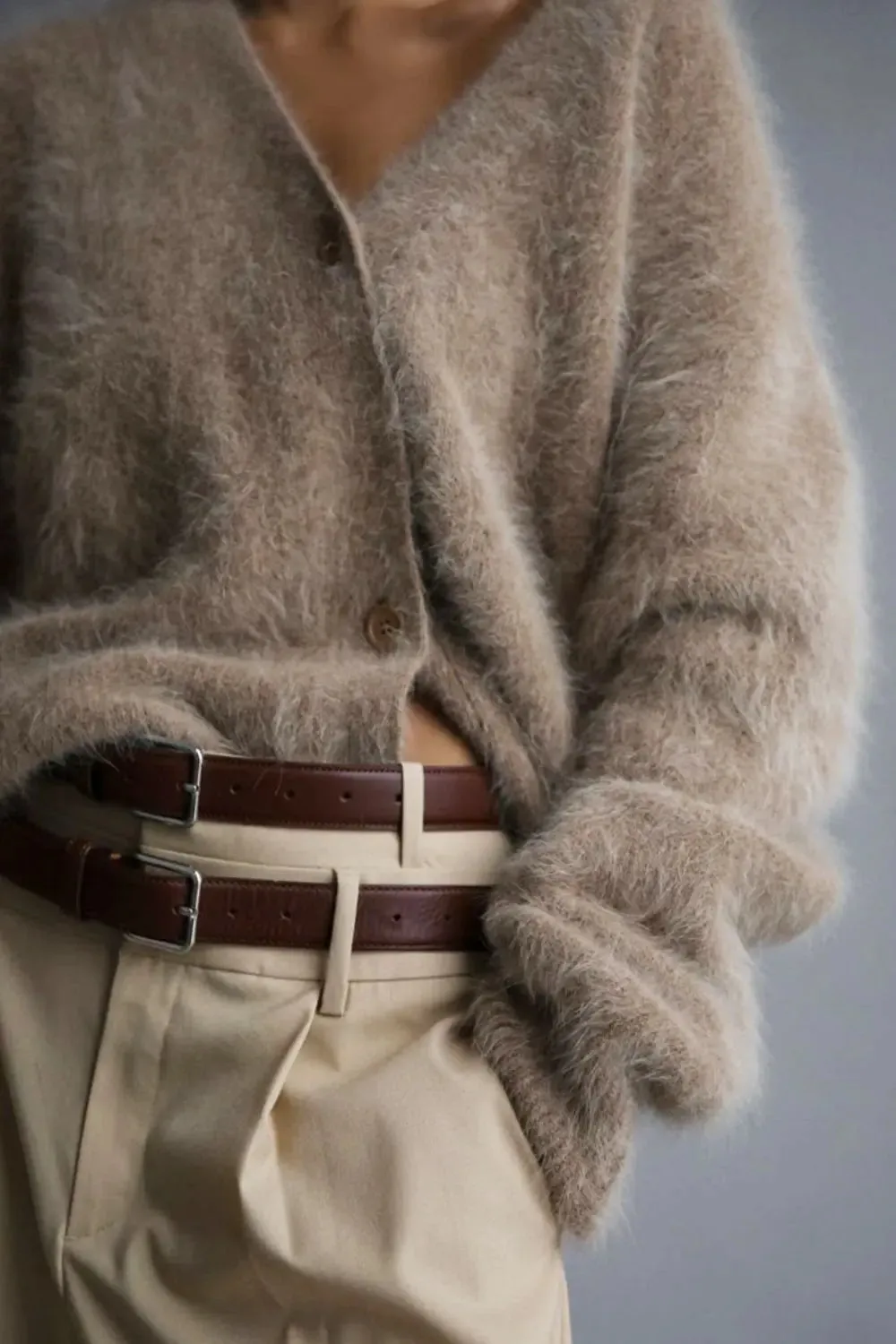 'Daria' Fuzzy Knit Button Down Cardigan
