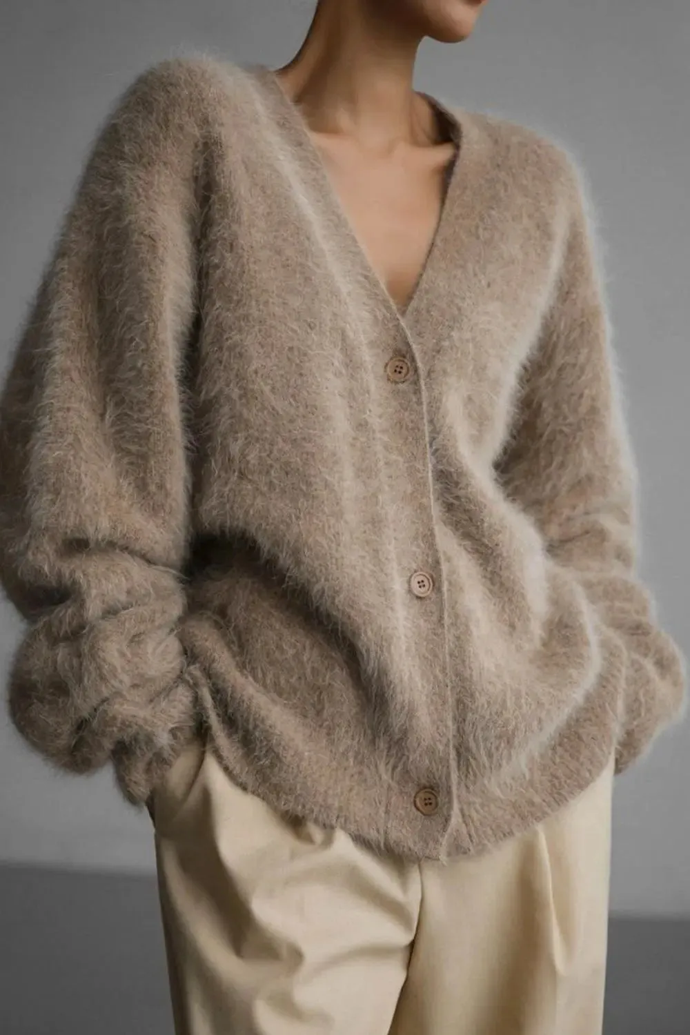 'Daria' Fuzzy Knit Button Down Cardigan