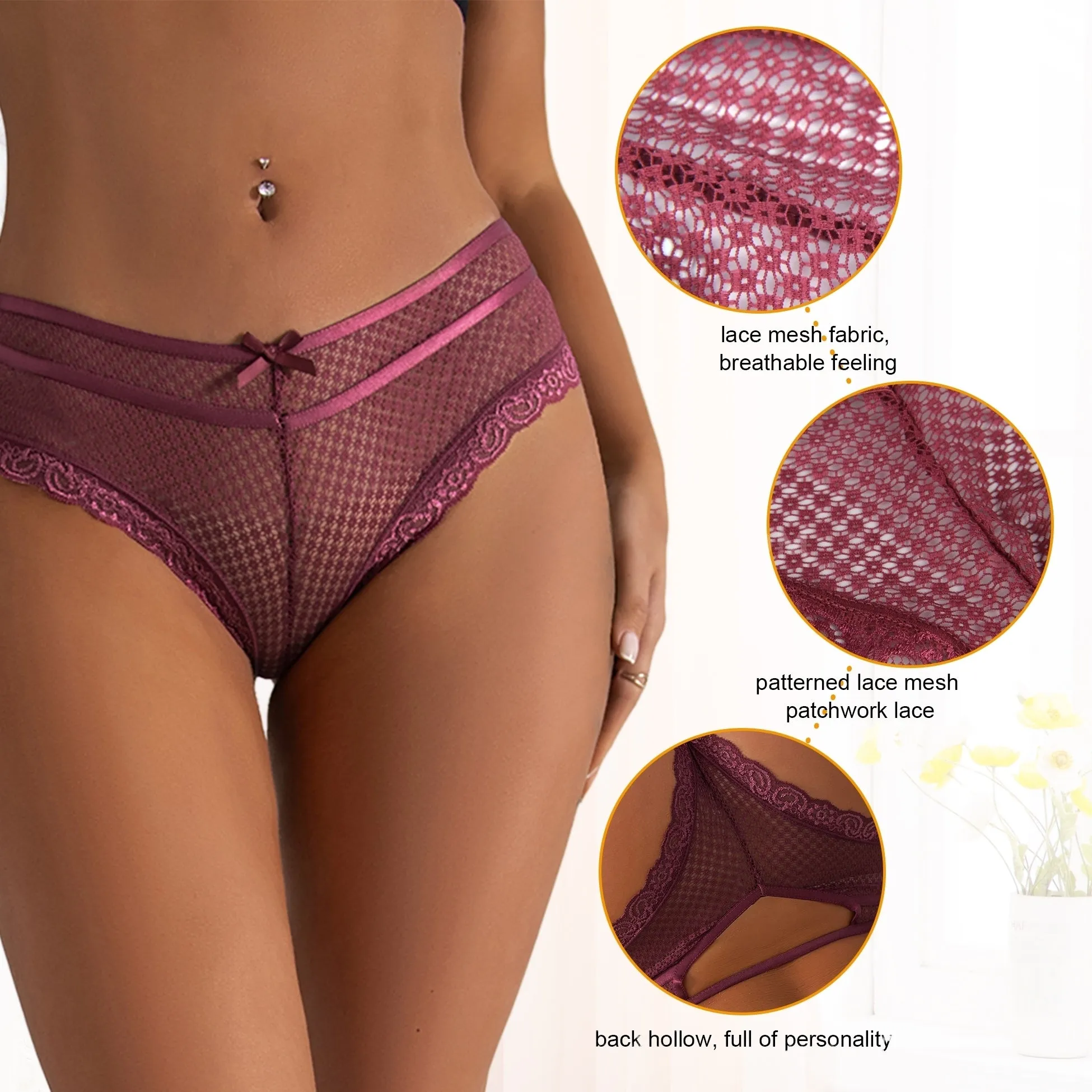 Dark Blue Lace Out Ladies‘ Panty