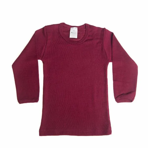 Dark Raspberry Wool Silk Long Sleeve Under Shirt