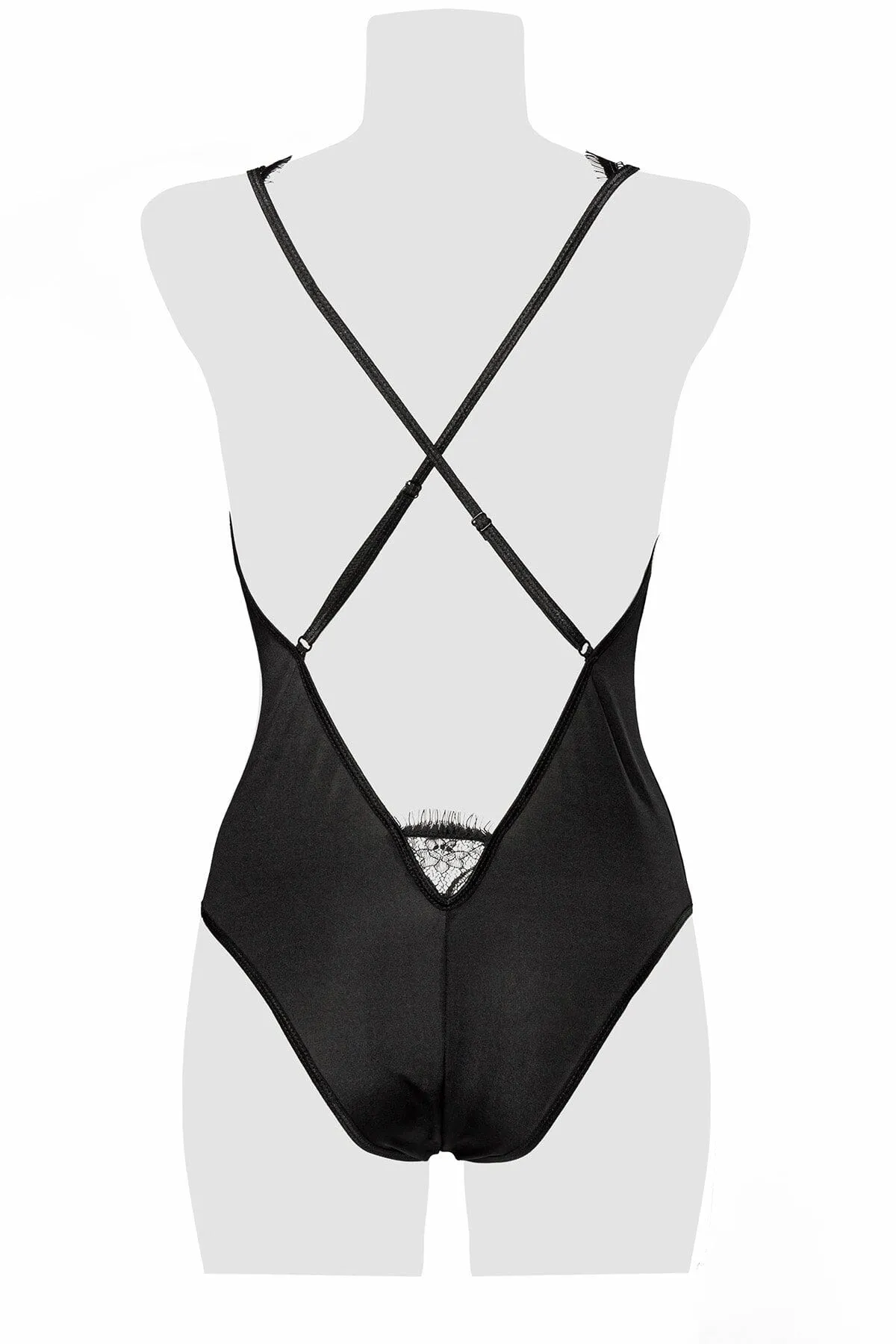 Deep V Plunge Halter Teddy & Crisscross Back