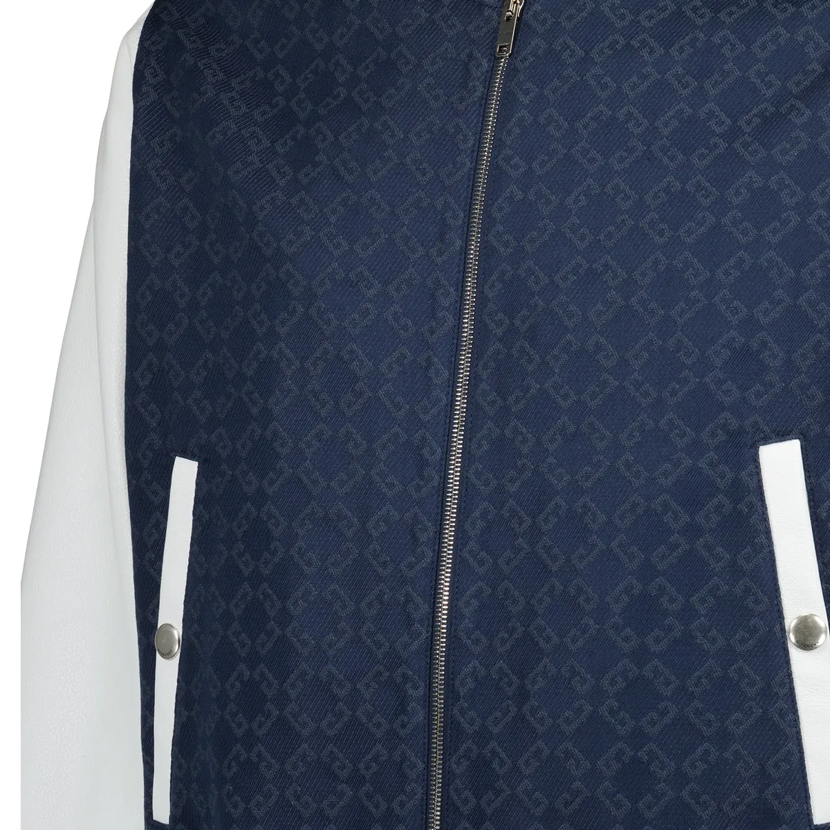 Denim Monogram Bomber Varsity Jacket