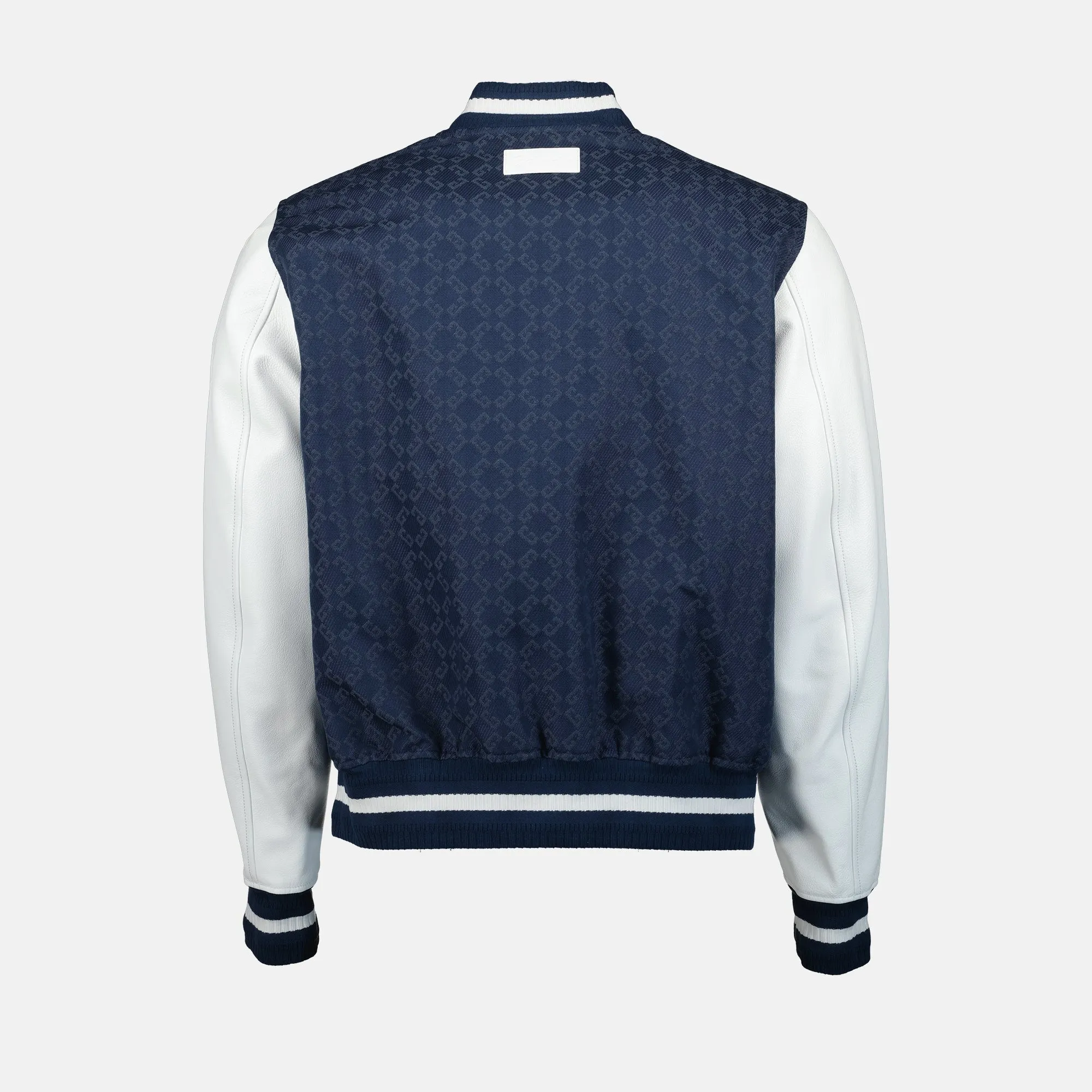 Denim Monogram Bomber Varsity Jacket