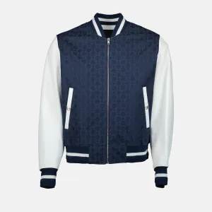 Denim Monogram Bomber Varsity Jacket