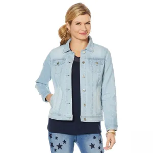 DG2 by Diane Gilman Women's Pinstripe Stretch Denim Jacket